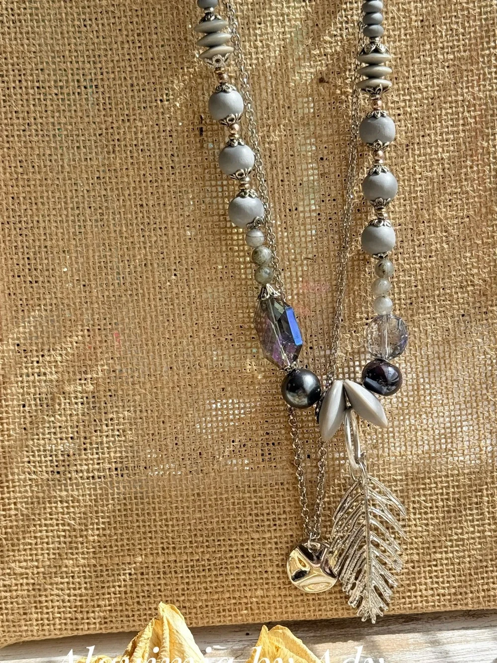 Layered + labradorite choker short statement and long XL SILVER CHAIN necklace